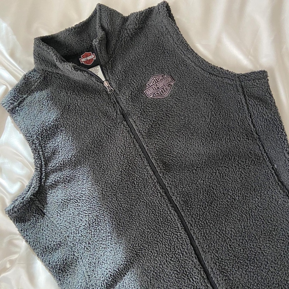 Harley Davidson Grey Fleece Vest Jacket